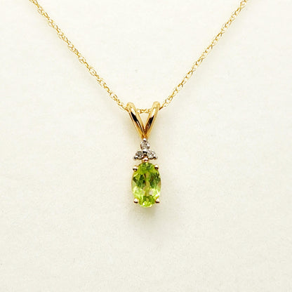 Peridot Pendant | 10K Yellow Gold Peridot 6x4mm Pendant | Gold Peridot Necklace | August Birthstone Necklace | Gift for her