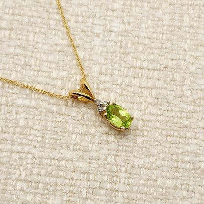Peridot Pendant | 10K Yellow Gold Peridot 6x4mm Pendant | Gold Peridot Necklace | August Birthstone Necklace | Gift for her