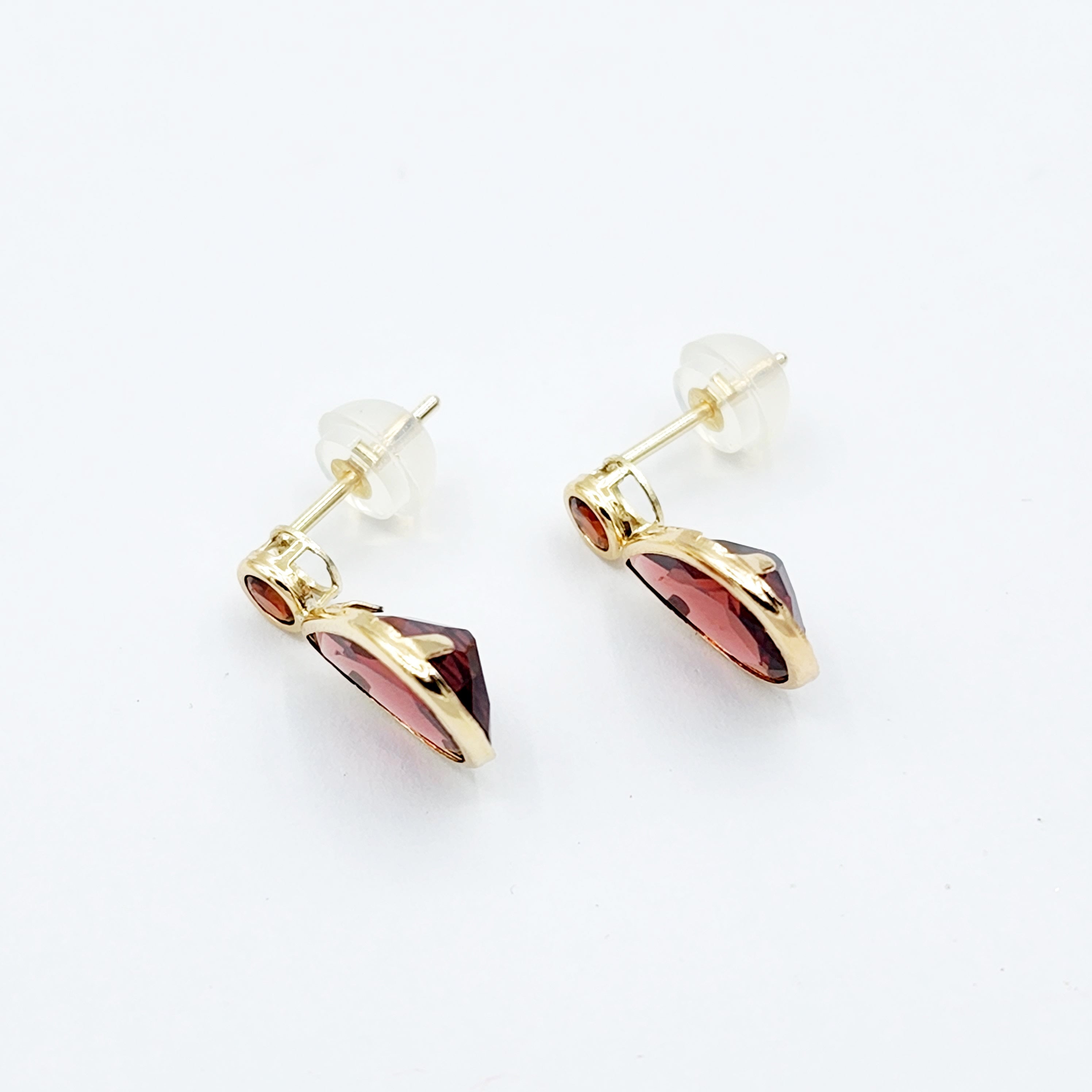 Gold Garnet Stud Earrings,  14k Yellow Gold Teardrop Genuine Garnet 4.7cts Stud Earrings, Birthstone Earrings, January Birthstone