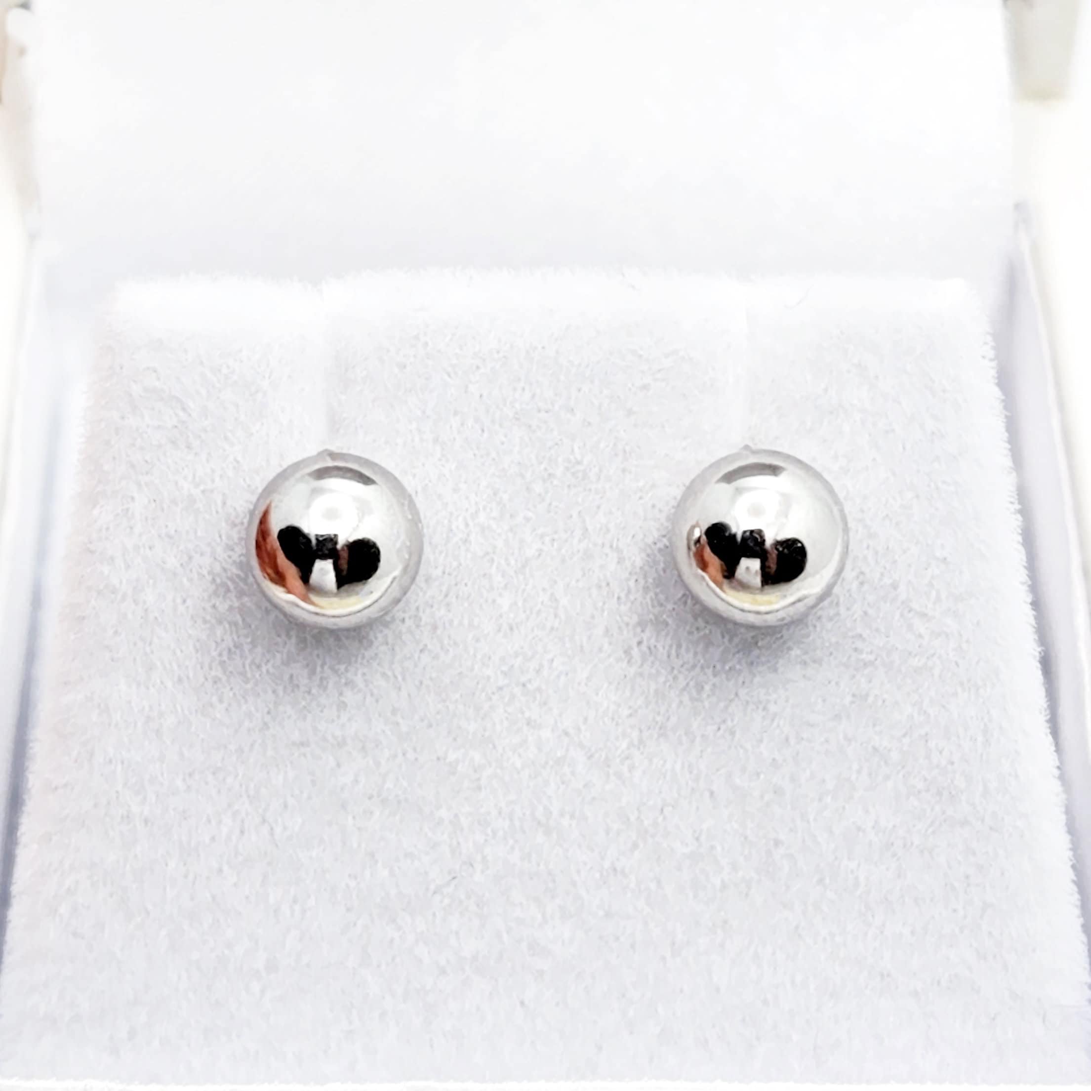 Gold Ball Stud Earrings , 10K White and Yellow Gold Ball 6mm Stud Earrings, Earrings For Women, Dainty Gold Push Back Studs Woman