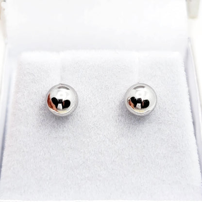 Gold Ball Stud Earrings , 10K White and Yellow Gold Ball 6mm Stud Earrings, Earrings For Women, Dainty Gold Push Back Studs Woman