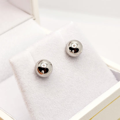 Gold Ball Stud Earrings , 10K White and Yellow Gold Ball 6mm Stud Earrings, Earrings For Women, Dainty Gold Push Back Studs Woman