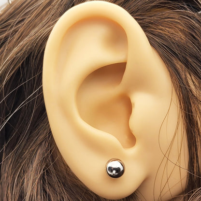Gold Ball Stud Earrings , 10K White and Yellow Gold Ball 6mm Stud Earrings, Earrings For Women, Dainty Gold Push Back Studs Woman