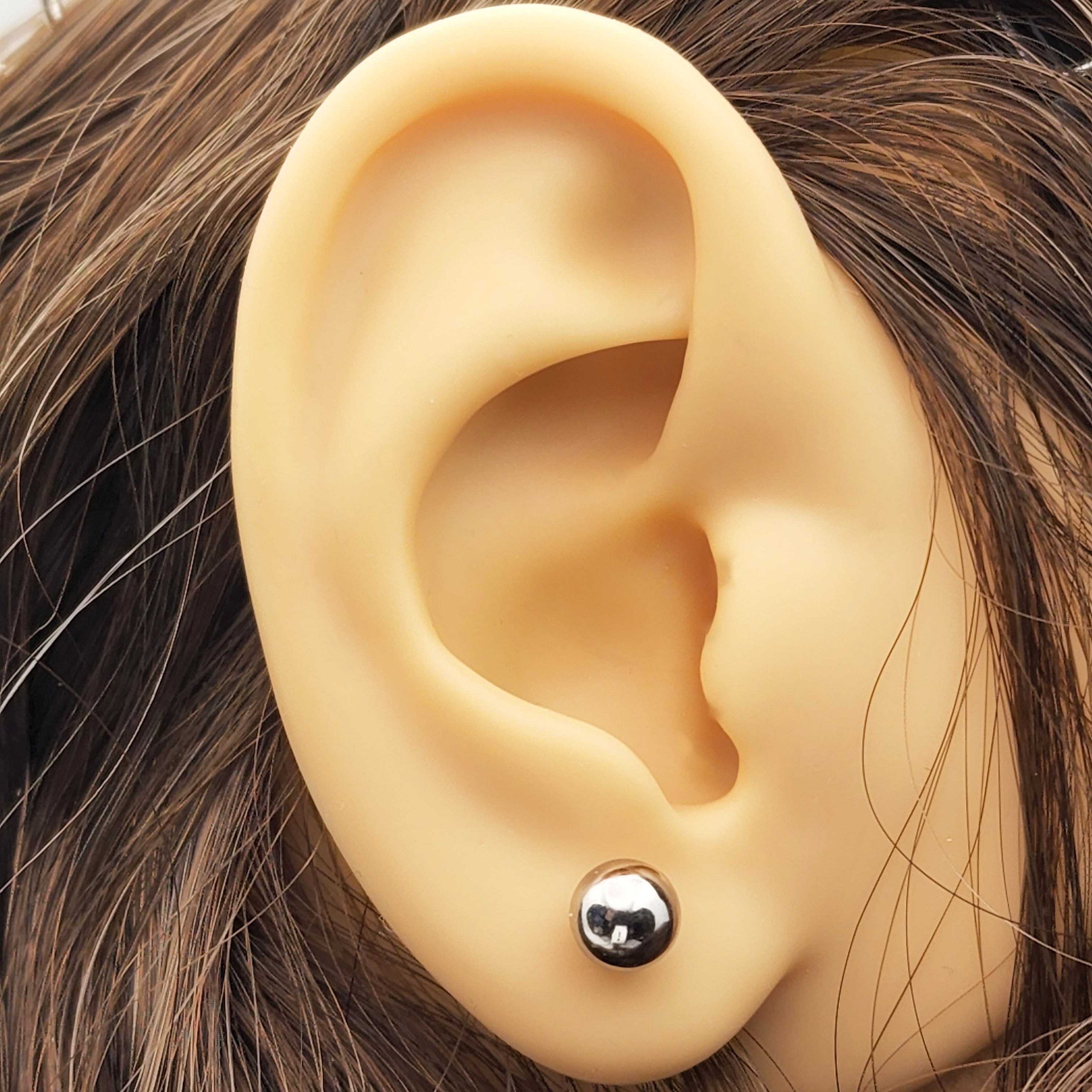 Gold Ball Stud Earrings , 10K White and Yellow Gold Ball 6mm Stud Earrings, Earrings For Women, Dainty Gold Push Back Studs Woman