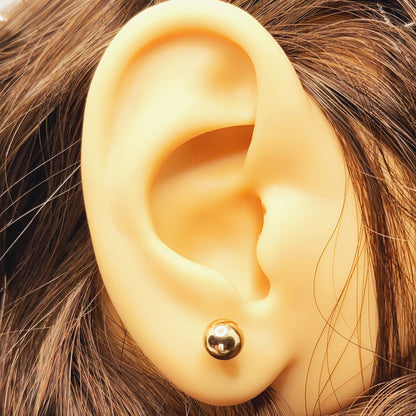 10K Gold Ball Stud Earrings, 6mm Minimalist Earrings