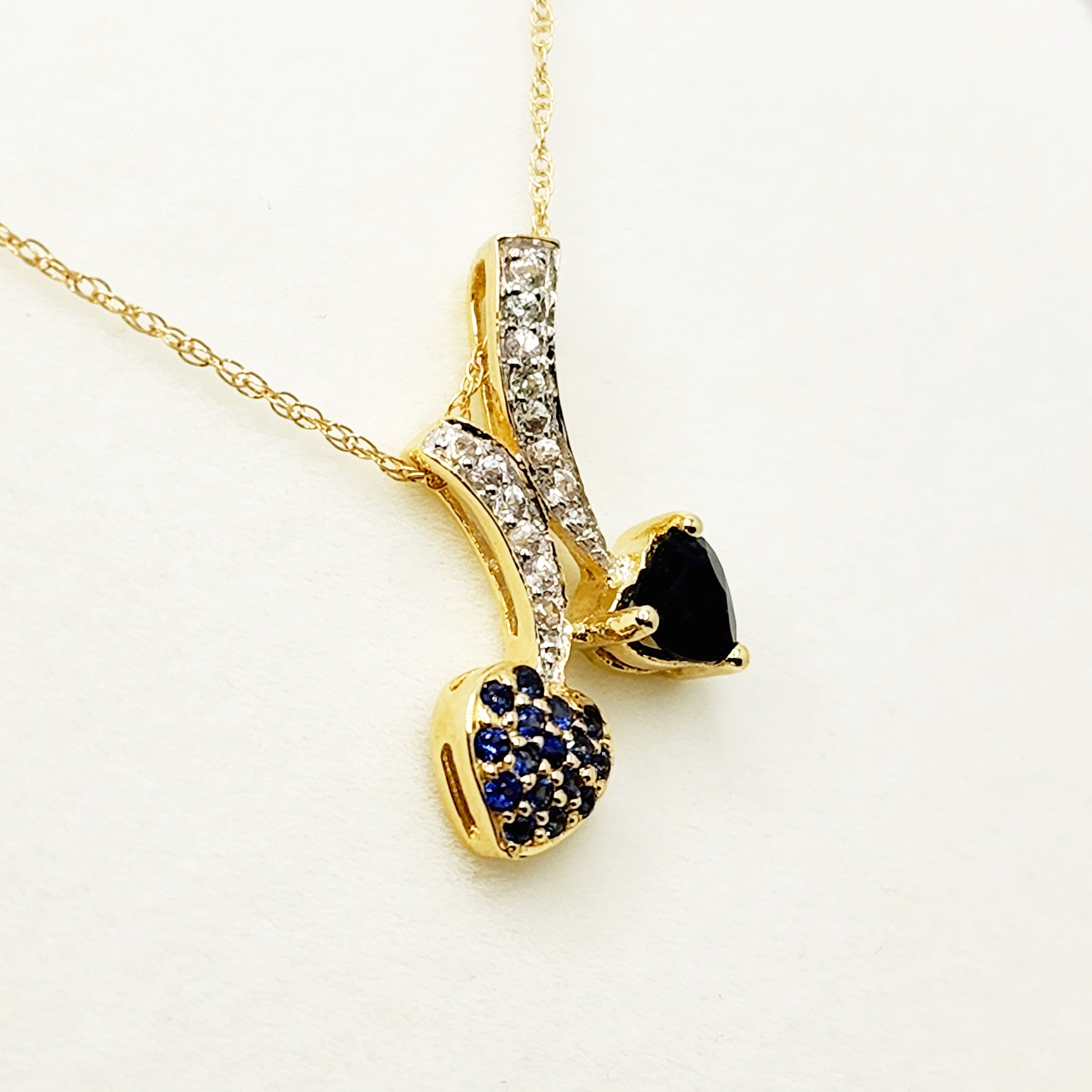 Gold Blue Sapphire Pendant | 10K Yellow Gold Natural Blue Sapphire 0.70ct with White Sapphire 0.32ct Pendant | Sapphire Necklace