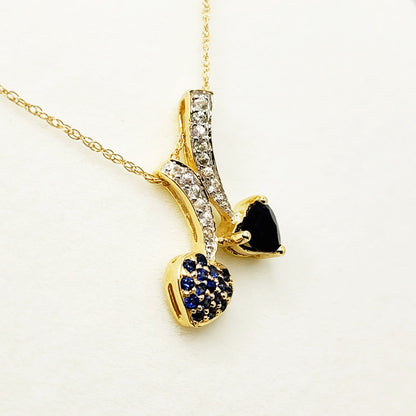 Gold Blue Sapphire Pendant | 10K Yellow Gold Natural Blue Sapphire 0.70ct with White Sapphire 0.32ct Pendant | Sapphire Necklace