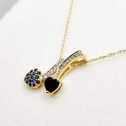 Gold Blue Sapphire Pendant | 10K Yellow Gold Natural Blue Sapphire 0.70ct with White Sapphire 0.32ct Pendant | Sapphire Necklace