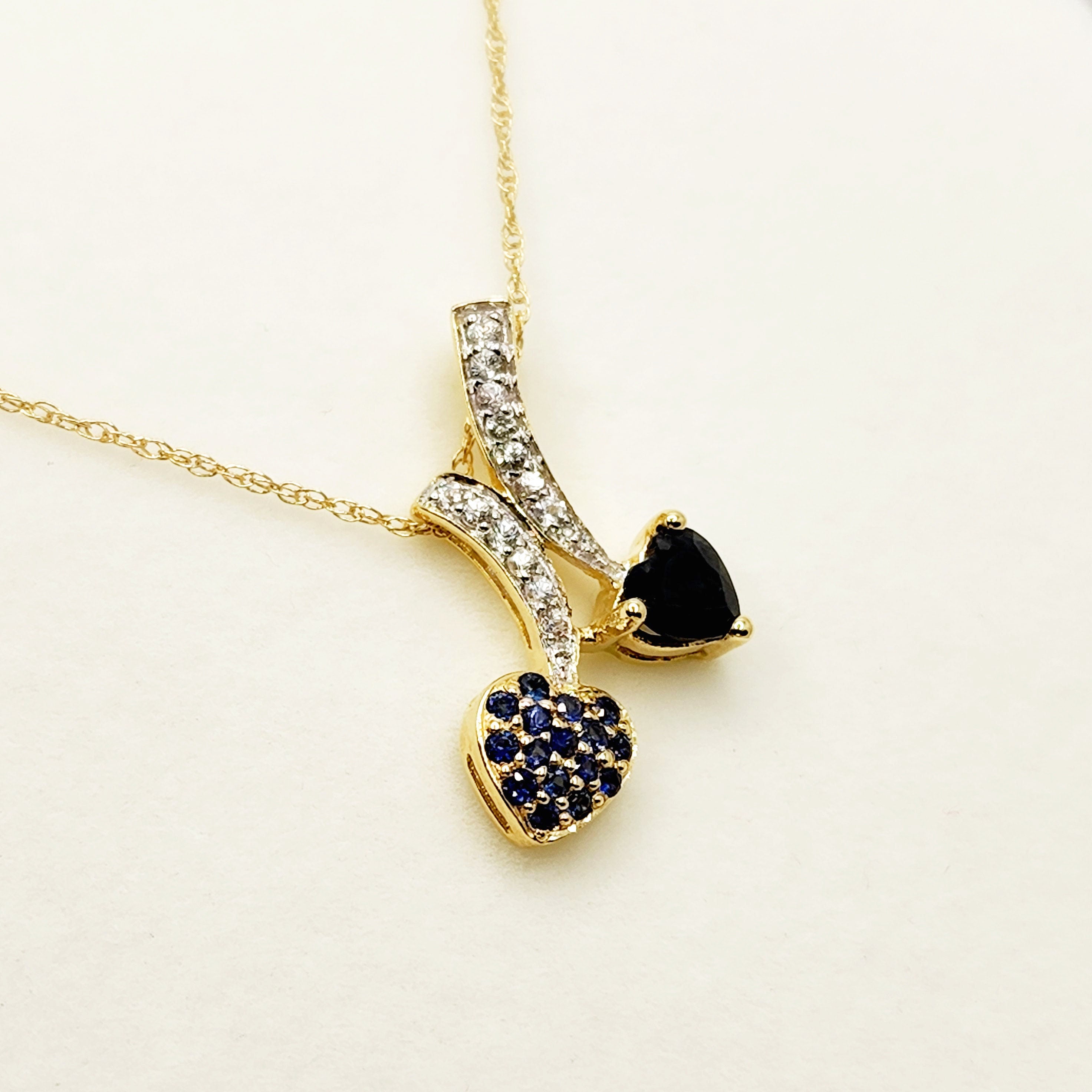 Gold Blue Sapphire Pendant | 10K Yellow Gold Natural Blue Sapphire 0.70ct with White Sapphire 0.32ct Pendant | Sapphire Necklace