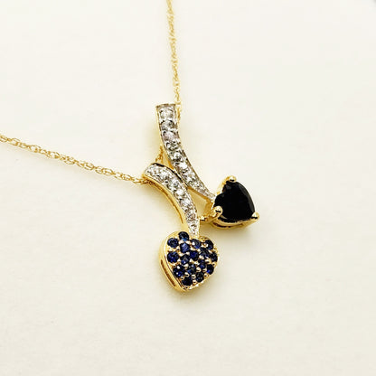 Gold Blue Sapphire Pendant | 10K Yellow Gold Natural Blue Sapphire 0.70ct with White Sapphire 0.32ct Pendant | Sapphire Necklace