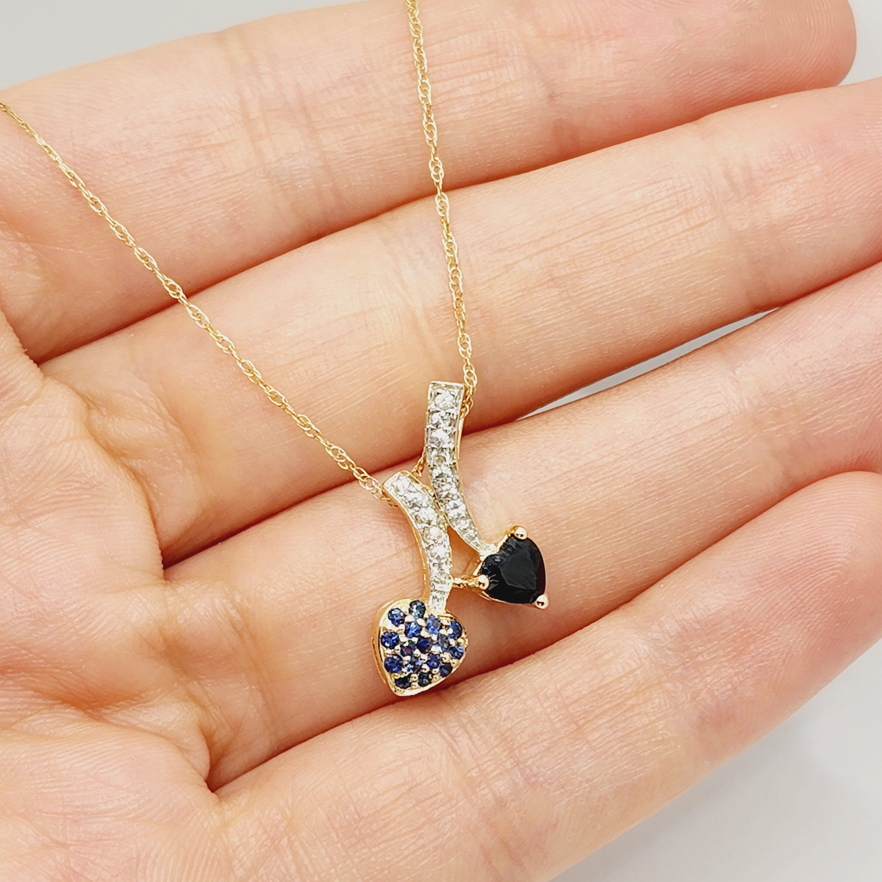 Gold Blue Sapphire Pendant | 10K Yellow Gold Natural Blue Sapphire 0.70ct with White Sapphire 0.32ct Pendant | Sapphire Necklace