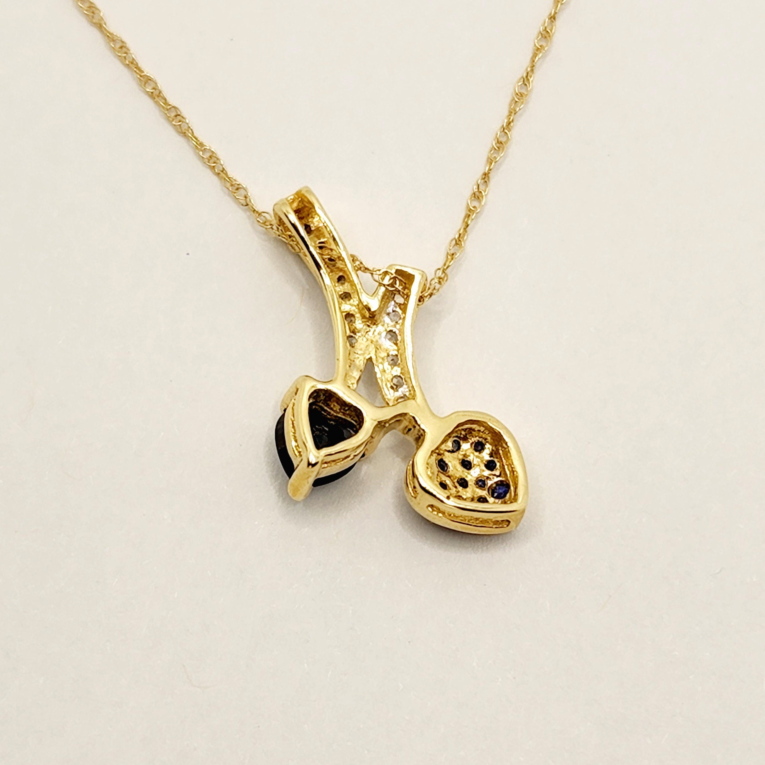 Gold Blue Sapphire Pendant | 10K Yellow Gold Natural Blue Sapphire 0.70ct with White Sapphire 0.32ct Pendant | Sapphire Necklace