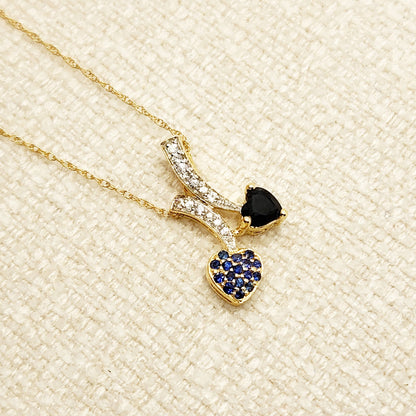 Gold Blue Sapphire Pendant | 10K Yellow Gold Natural Blue Sapphire 0.70ct with White Sapphire 0.32ct Pendant | Sapphire Necklace