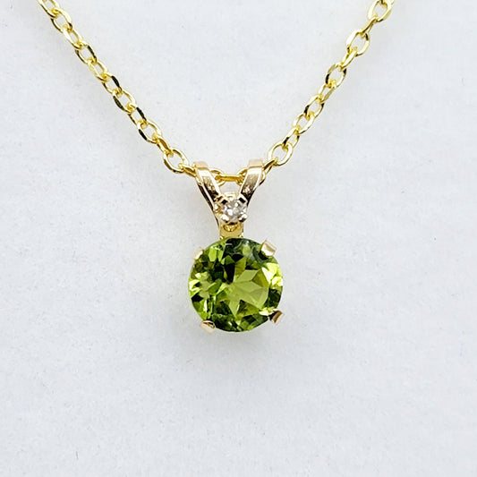Peridot Pendant Necklace, Peridot Gemstone Necklace, Yellow Gold Necklace And Pendant, Peridot Jewelry, August Birthstone