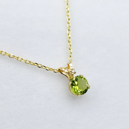 Peridot Pendant Necklace, Peridot Gemstone Necklace, Yellow Gold Necklace And Pendant, Peridot Jewelry, August Birthstone