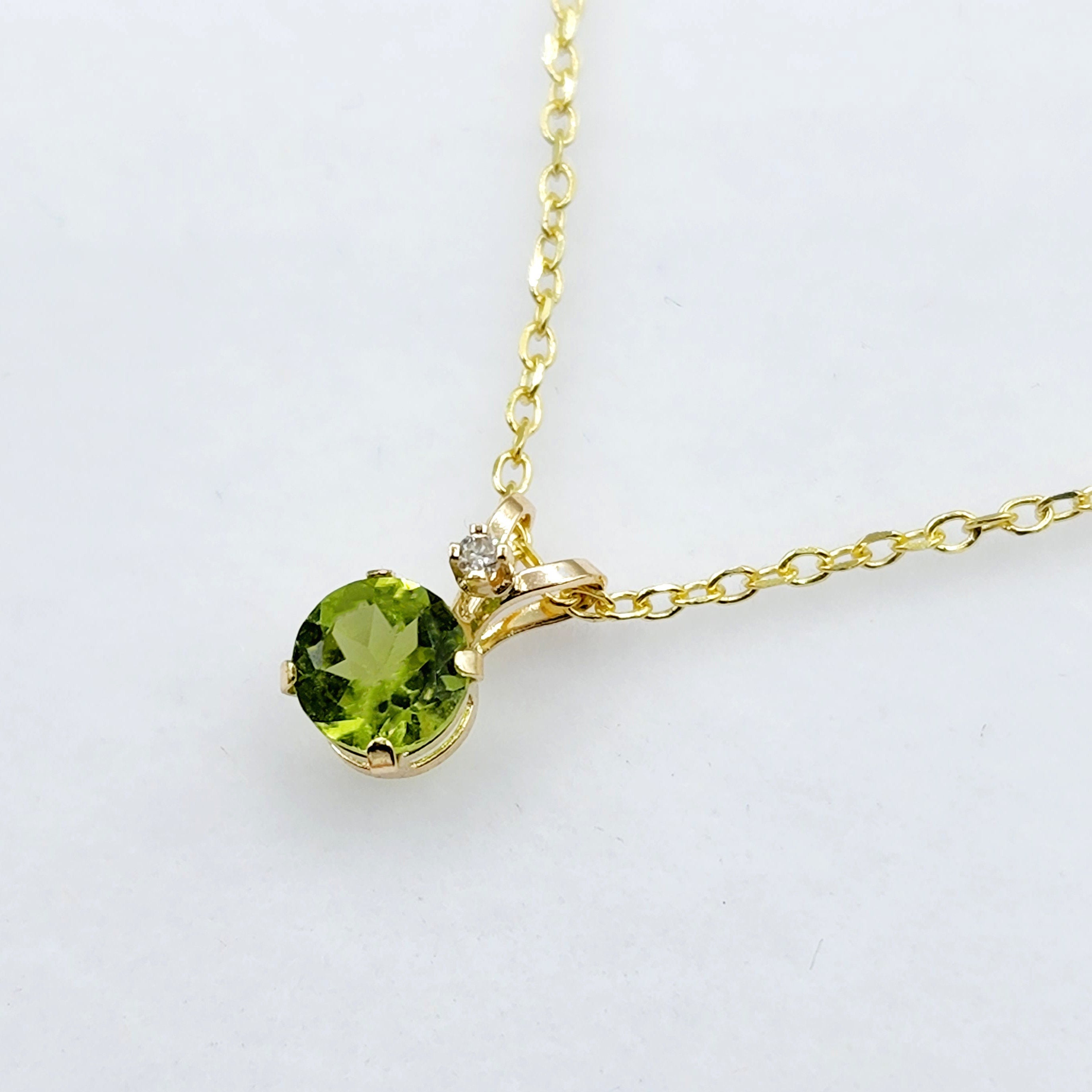 Peridot Pendant Necklace, Peridot Gemstone Necklace, Yellow Gold Necklace And Pendant, Peridot Jewelry, August Birthstone