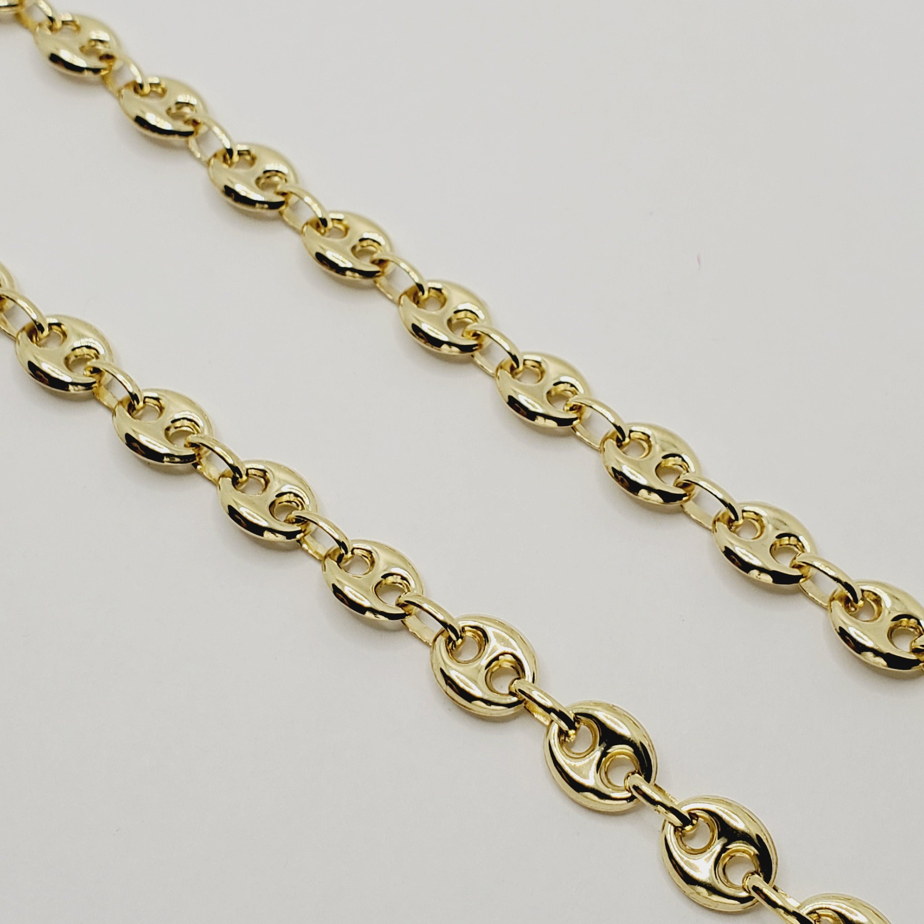 Gold Chain Necklace , 10K Yellow Gold Chain, Unisex Necklace, Real Gold Chain, Birthday Gift, 7mm Chain for Men and Women