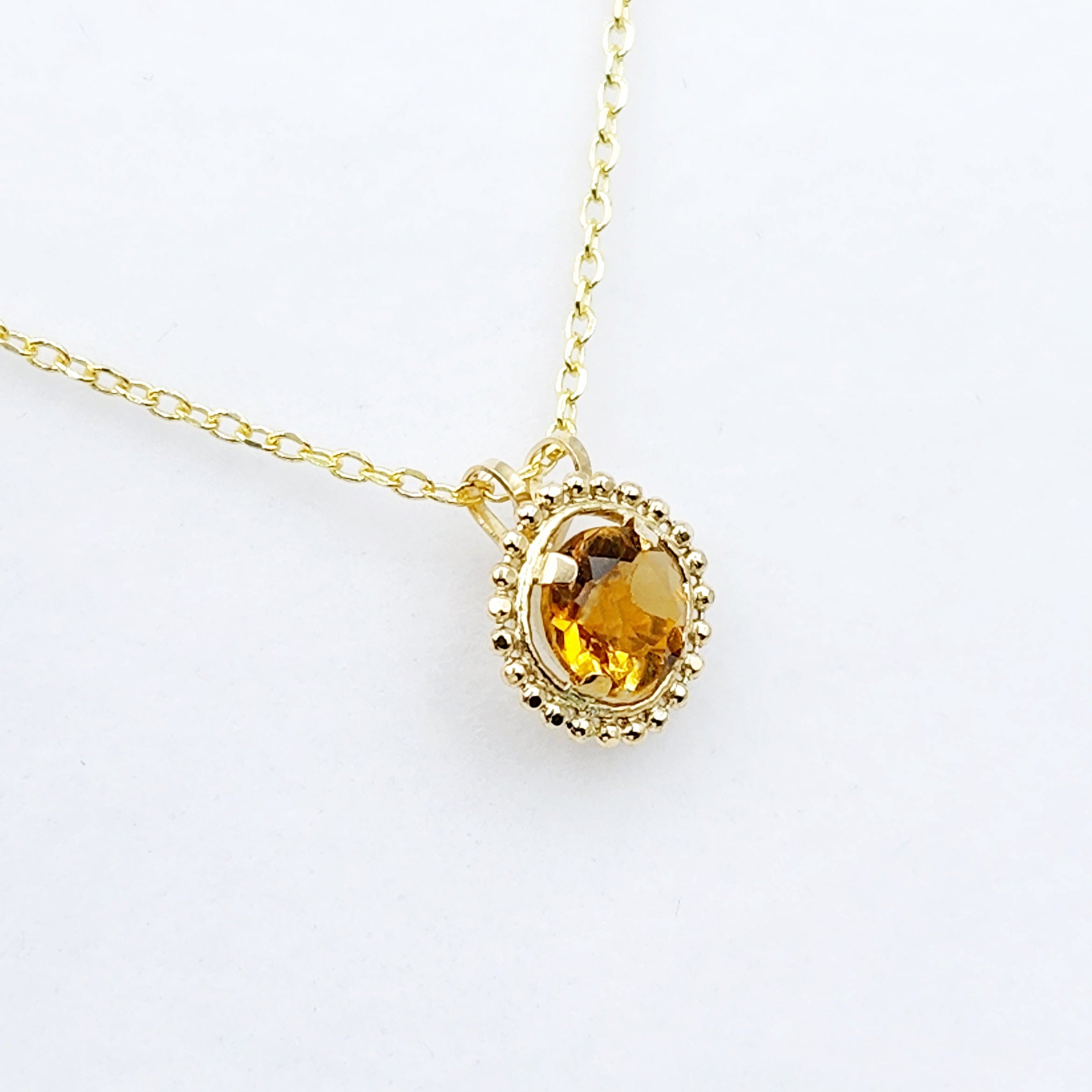 Gold Citrine Pendant | 10K Yellow Gold Milgrain Genuine Citrine 6x6mm Pendant | Citrine Necklace for Women