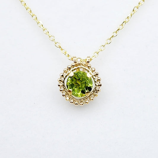 Gold Peridot Pendant | 10K Yellow Gold Milgrain Genuine Peridot 6x6mm Pendant | Peridot Necklace for Women
