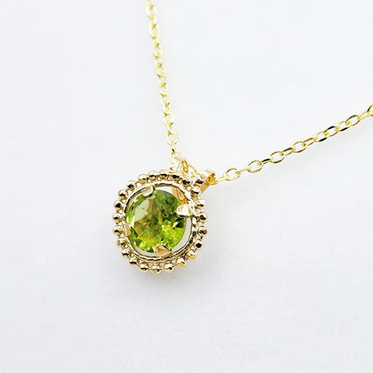 Gold Peridot Pendant | 10K Yellow Gold Milgrain Genuine Peridot 6x6mm Pendant | Peridot Necklace for Women