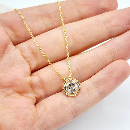 Gold White Topaz Pendant | 10K Yellow Gold Milgrain Genuine White Topaz 6x6mm Pendant | White Topaz Necklace for Women