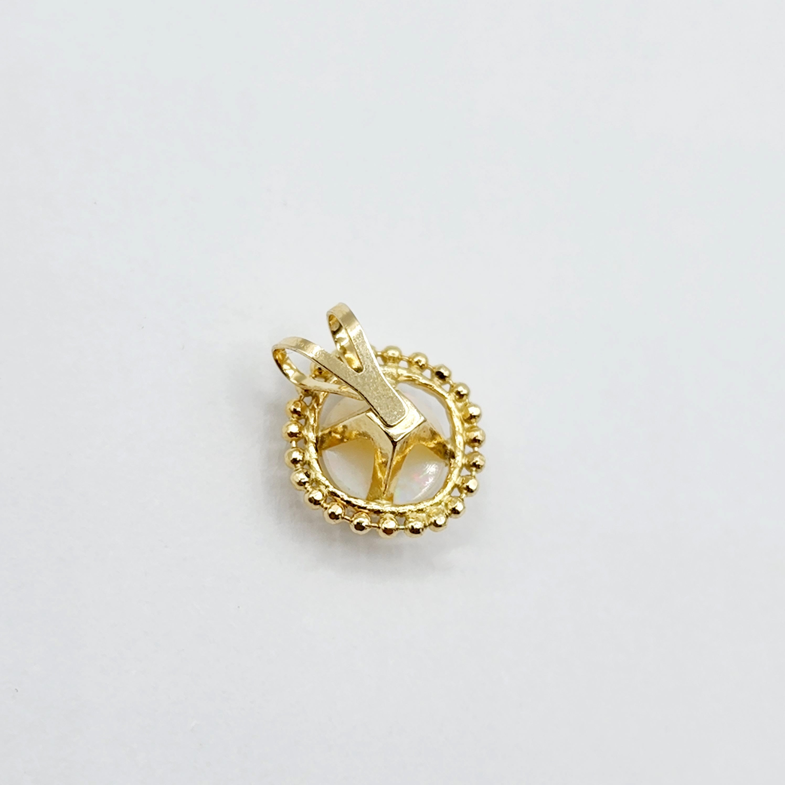 Gold Opal Pendant | 10K Yellow Gold Milgrain Genuine Opal 6x6mm Pendant | Opal Necklace for Women