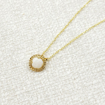 Gold Opal Pendant | 10K Yellow Gold Milgrain Genuine Opal 6x6mm Pendant | Opal Necklace for Women