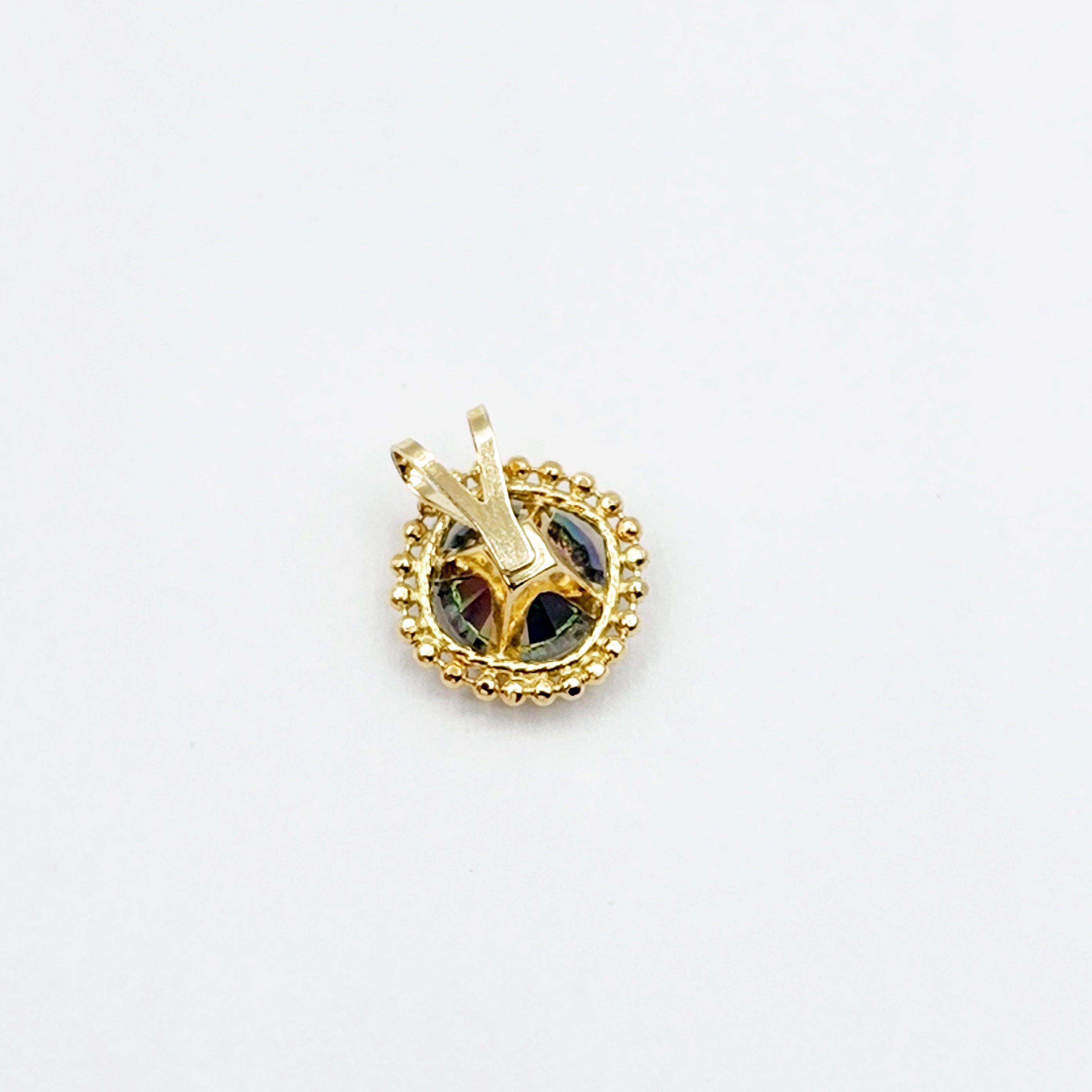Gold Mystic Topaz Pendant | 10K Yellow Gold Milgrain Genuine Mystic Topaz 6x6mm Pendant | Mystic Topaz Necklace for Women