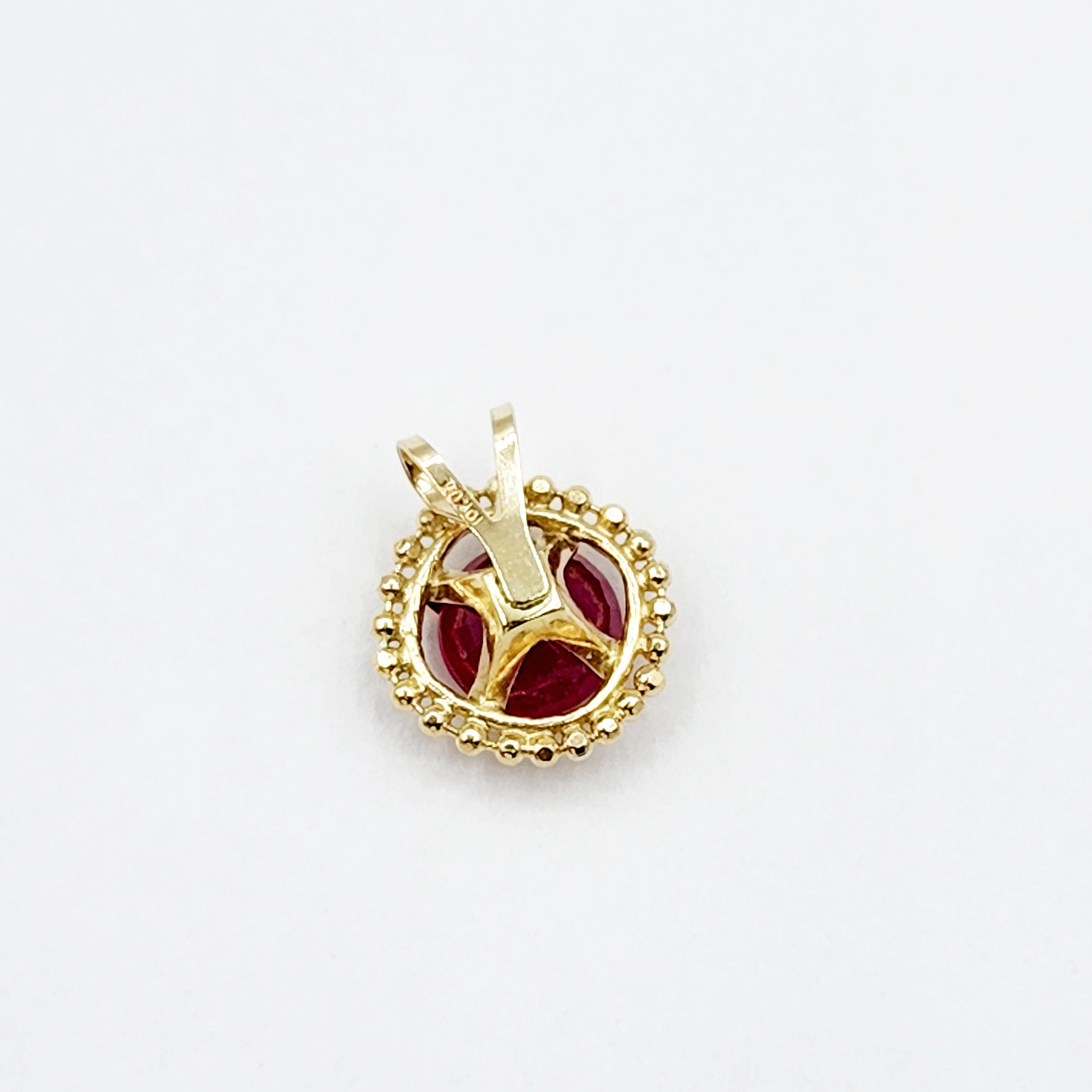 Gold Ruby Pendant | 10K Yellow Gold Milgrain Ruby 6x6mm Pendant | Ruby Necklace for Women, July Birthstone