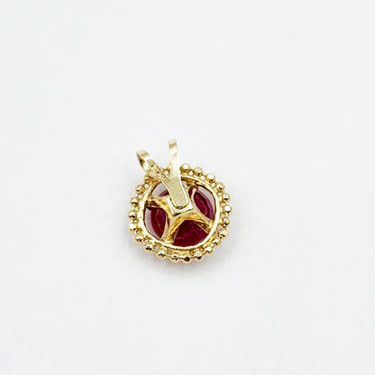 Gold Ruby Pendant | 10K Yellow Gold Milgrain Ruby 6x6mm Pendant | Ruby Necklace for Women, July Birthstone