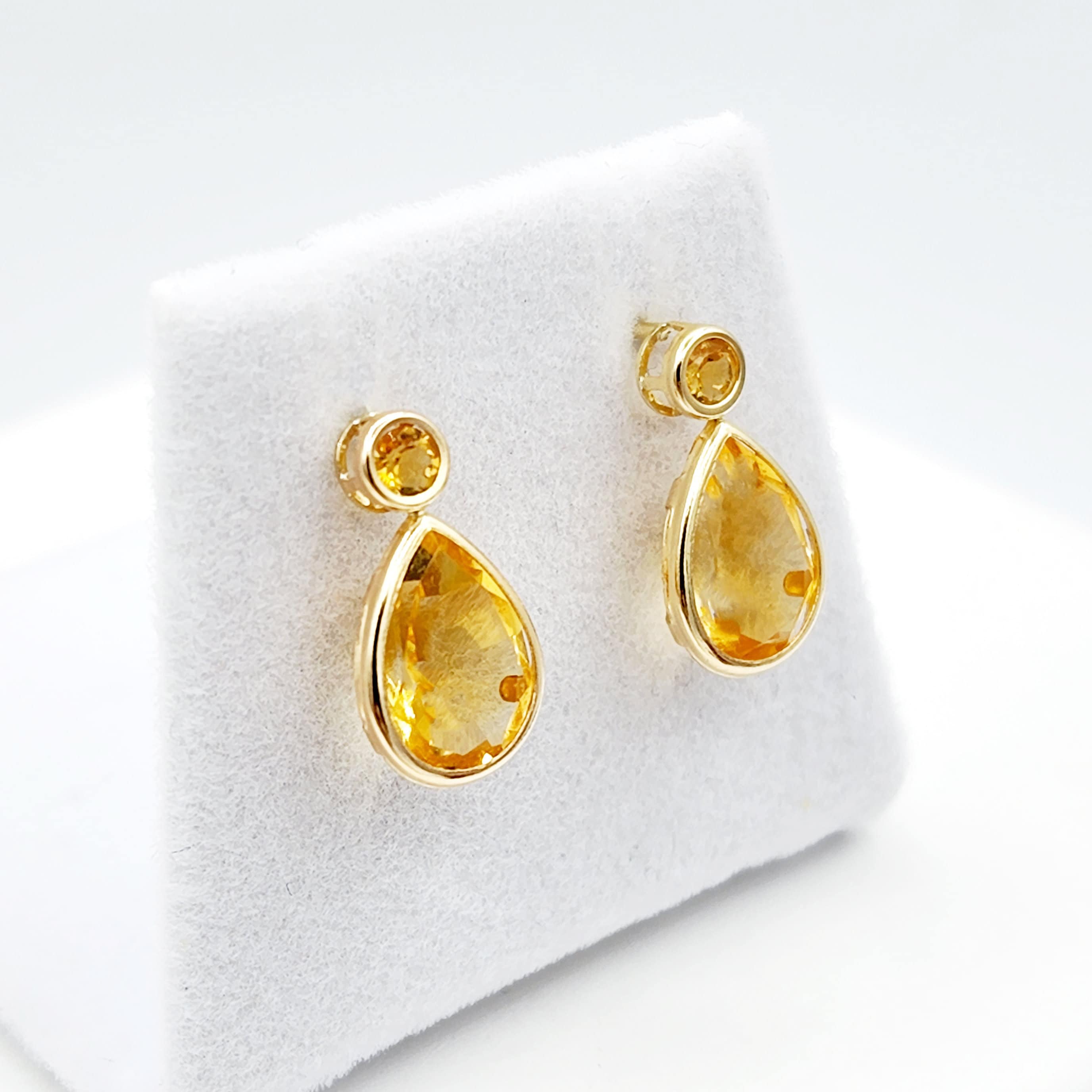 Citrine Stud Earrings  | 14k Yellow Gold Teardrop Genuine Citrine 4.7cts Stud Earrings