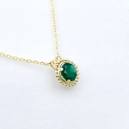 Gold Green Diopside Pendant | 10K Yellow Gold Milgrain Genuine Green Diopside 6x6mm Pendant | Green Diopside Necklace for Women