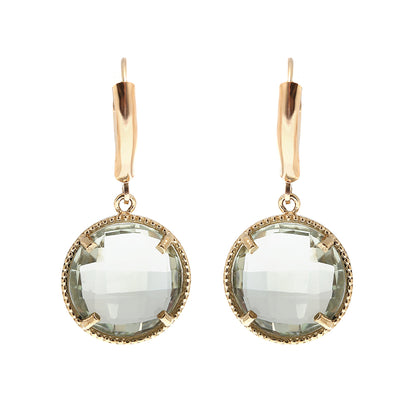 Gold Green Amethyst Earrings | 10K Yellow Gold Green Amethyst 12ct Earrings