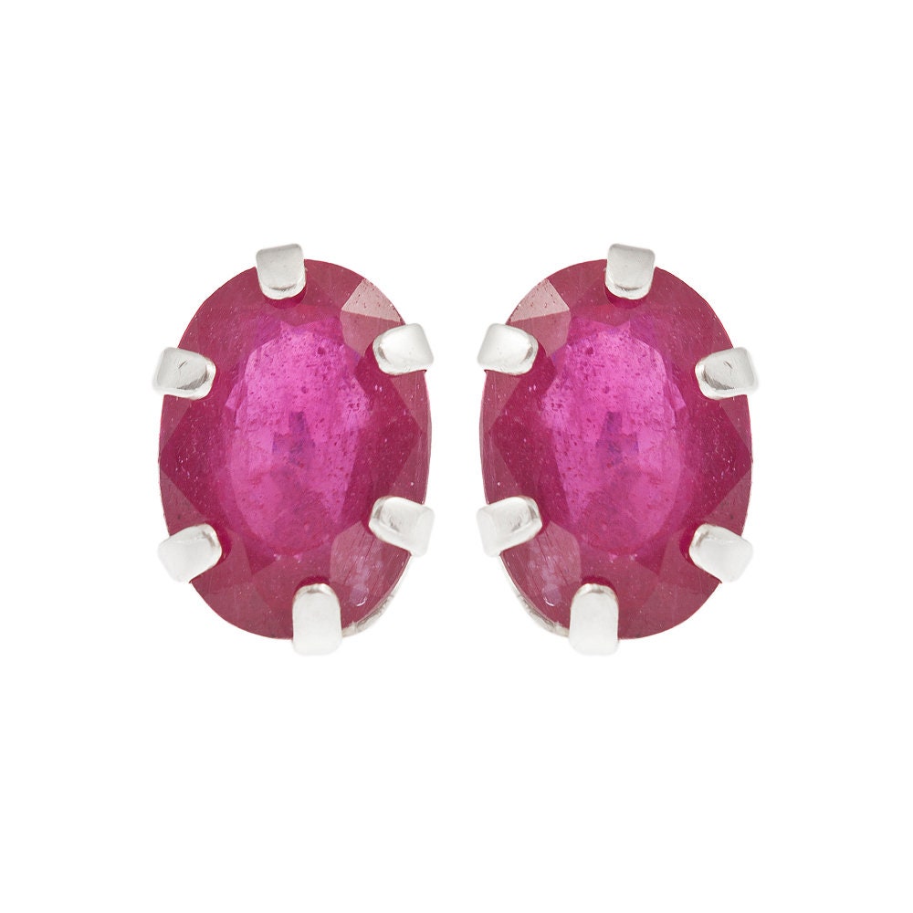 Sterling Silver Earrings Set with Your Choice of 7x5mm Genuine Gemstones