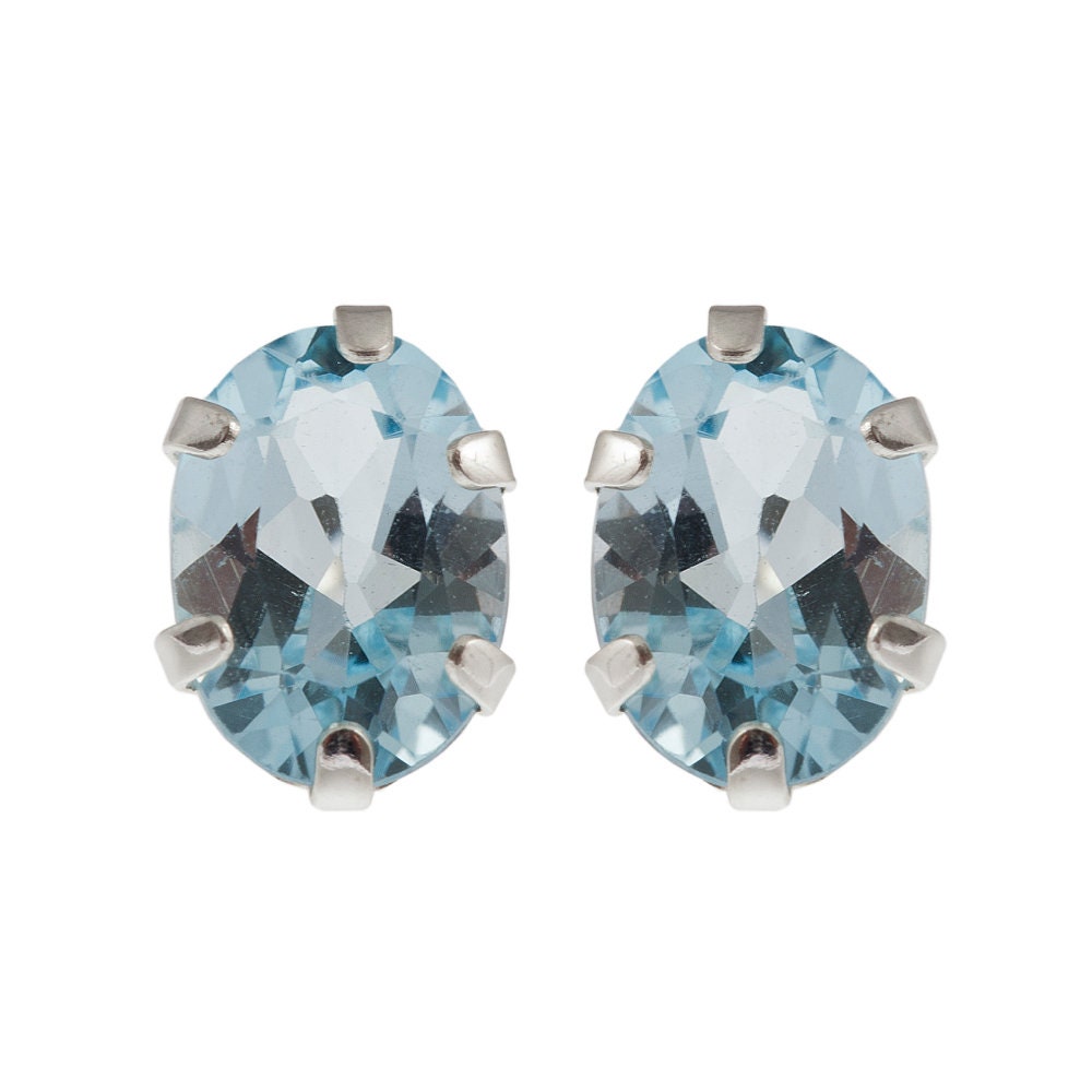 Sterling Silver Earrings Set with Your Choice of 7x5mm Genuine Gemstones