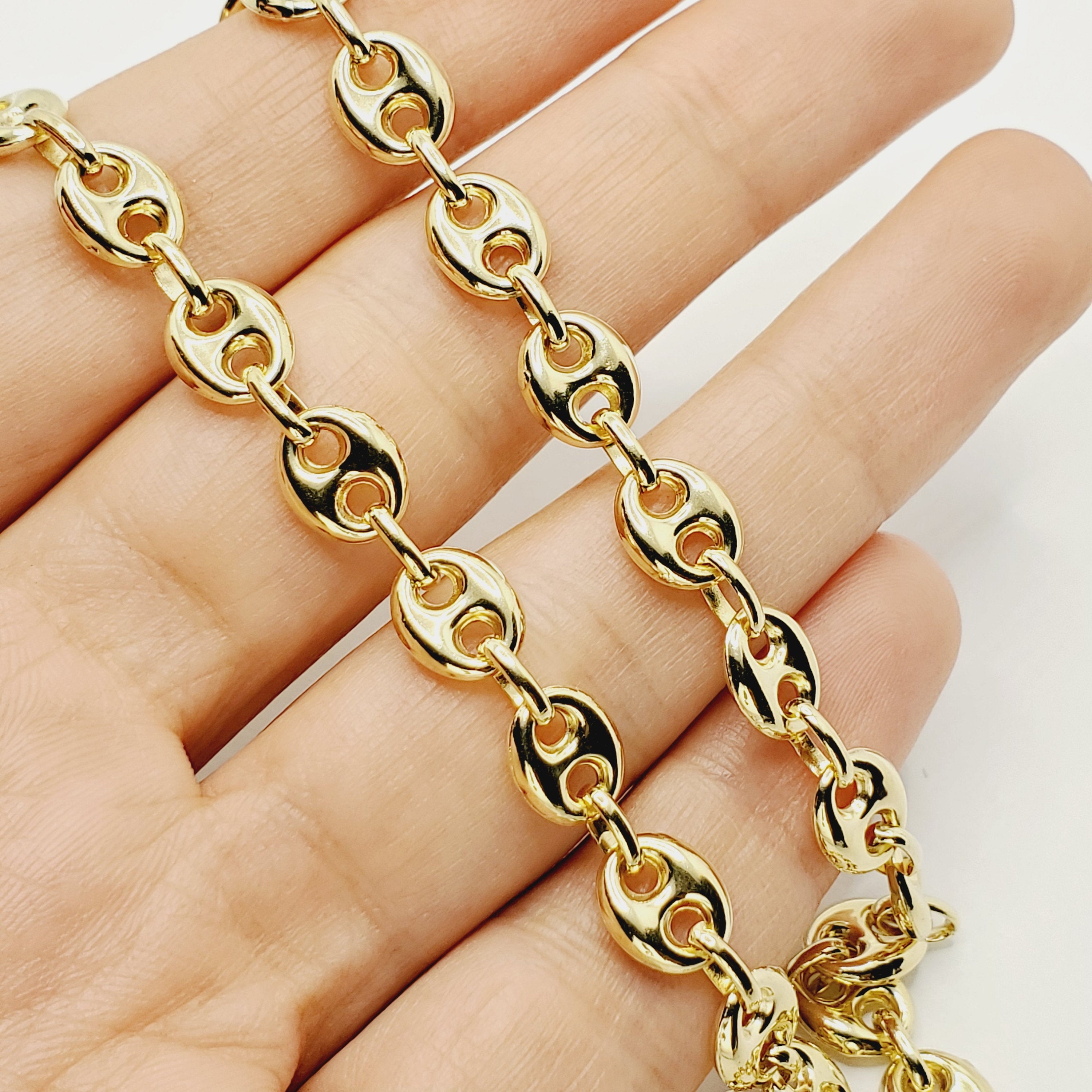 Gold Chain Necklace , 10K Yellow Gold Chain, Unisex Necklace, Real Gold Chain, Birthday Gift, 7mm Chain for Men and Women