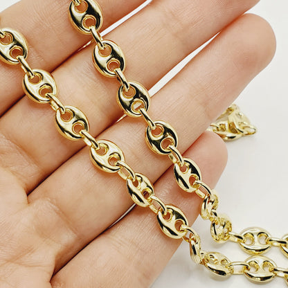 Gold Chain Necklace , 10K Yellow Gold Chain, Unisex Necklace, Real Gold Chain, Birthday Gift, 7mm Chain for Men and Women