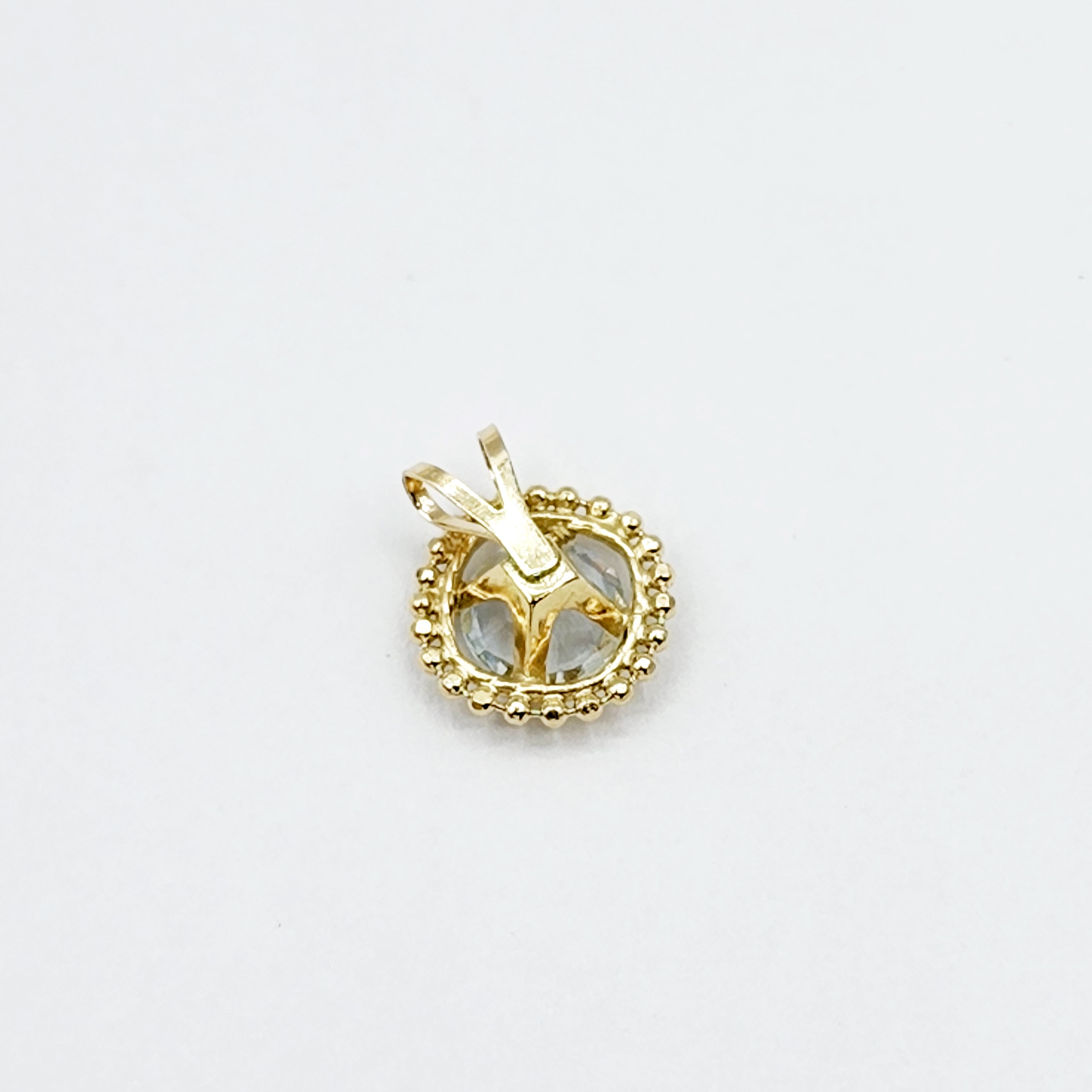 Gold Aquamarine Pendant | 10K Yellow Gold Milgrain Genuine Aquamarine 6x6mm Pendant | Genuine Aquamarine Necklace for Women