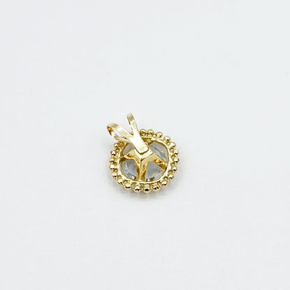 Gold Aquamarine Pendant | 10K Yellow Gold Milgrain Genuine Aquamarine 6x6mm Pendant | Genuine Aquamarine Necklace for Women