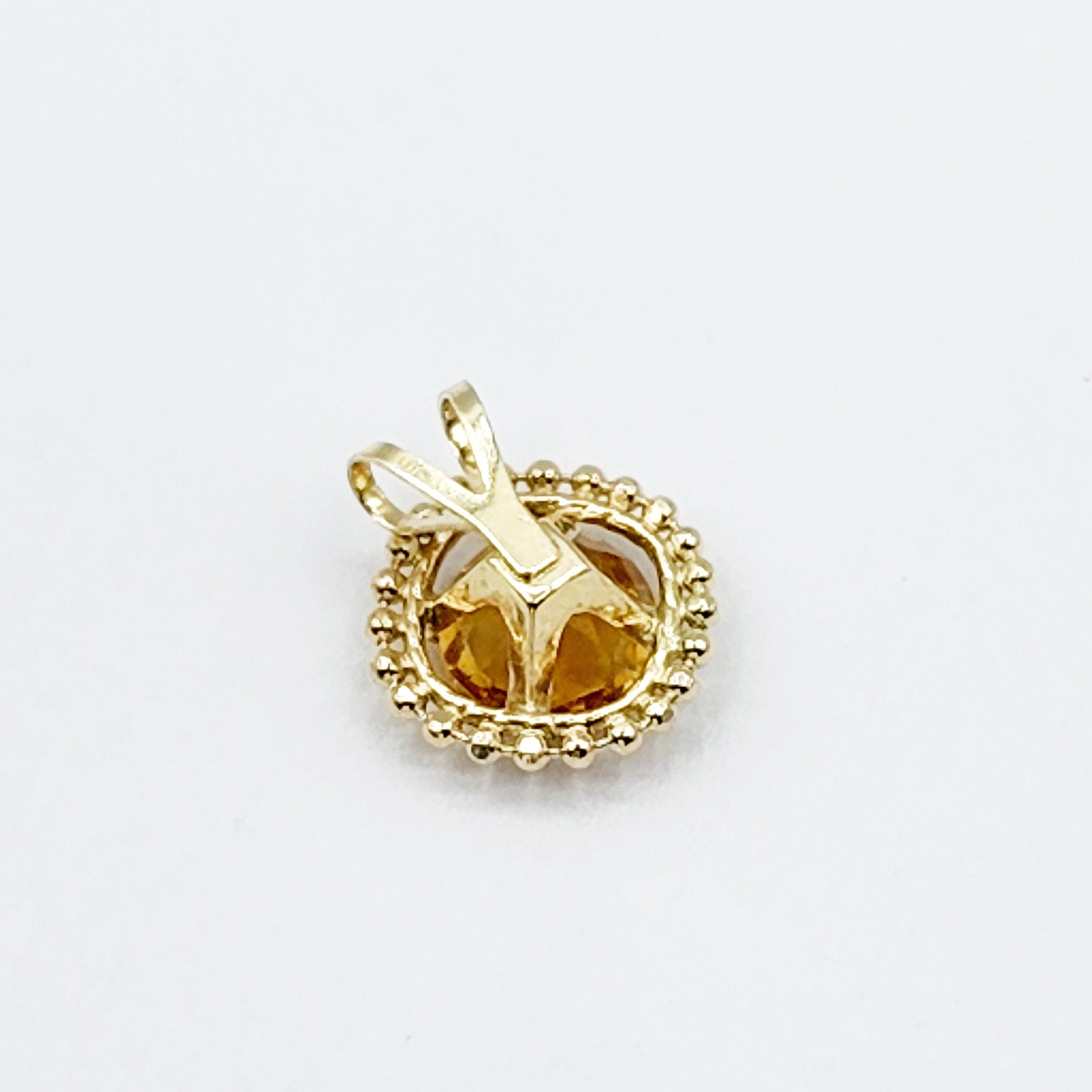 Gold Citrine Pendant | 10K Yellow Gold Milgrain Genuine Citrine 6x6mm Pendant | Citrine Necklace for Women