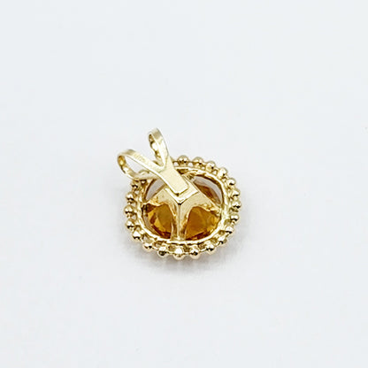 Gold Citrine Pendant | 10K Yellow Gold Milgrain Genuine Citrine 6x6mm Pendant | Citrine Necklace for Women
