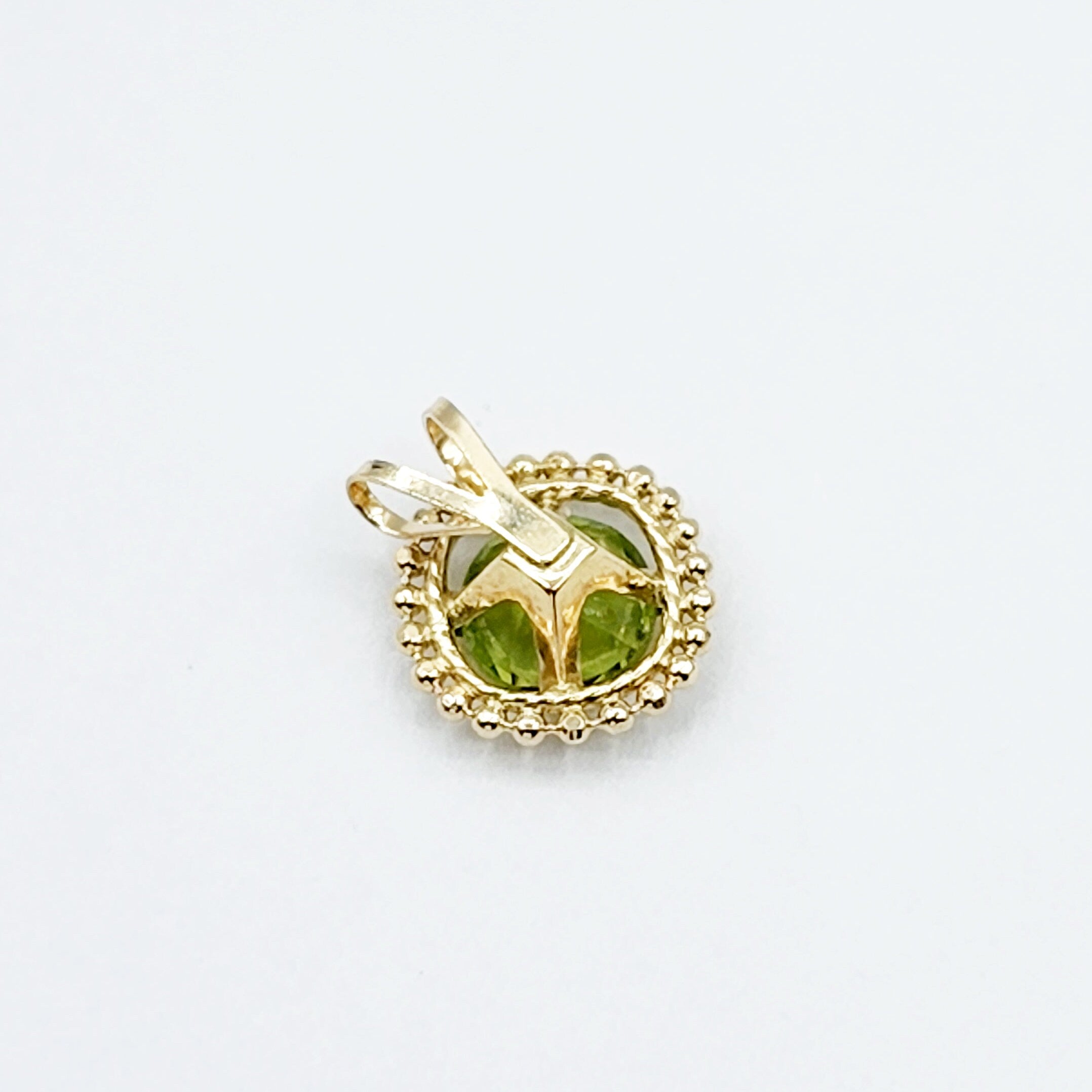 Gold Peridot Pendant | 10K Yellow Gold Milgrain Genuine Peridot 6x6mm Pendant | Peridot Necklace for Women