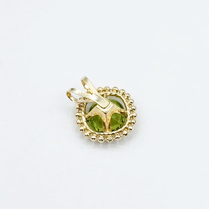 Gold Peridot Pendant | 10K Yellow Gold Milgrain Genuine Peridot 6x6mm Pendant | Peridot Necklace for Women