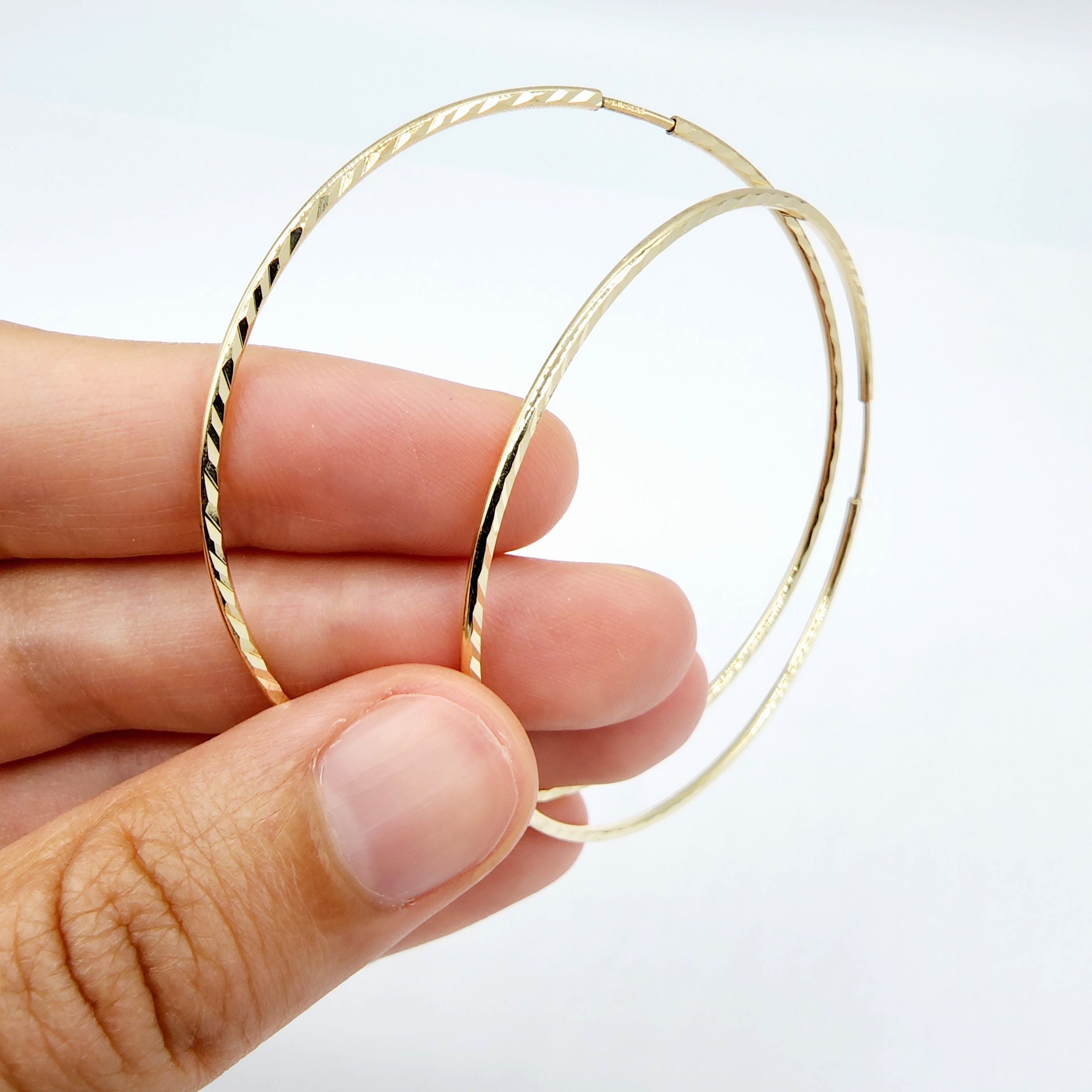Gold Diamond Cut Big Hoops Earrings For Women, Gold Hoop Earrings,  10K Yellow Gold Circle Earrings , Large Hoop Earrings, Gift For Her