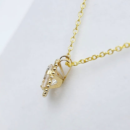 Gold White Topaz Pendant | 10K Yellow Gold Milgrain Genuine White Topaz 6x6mm Pendant | White Topaz Necklace for Women