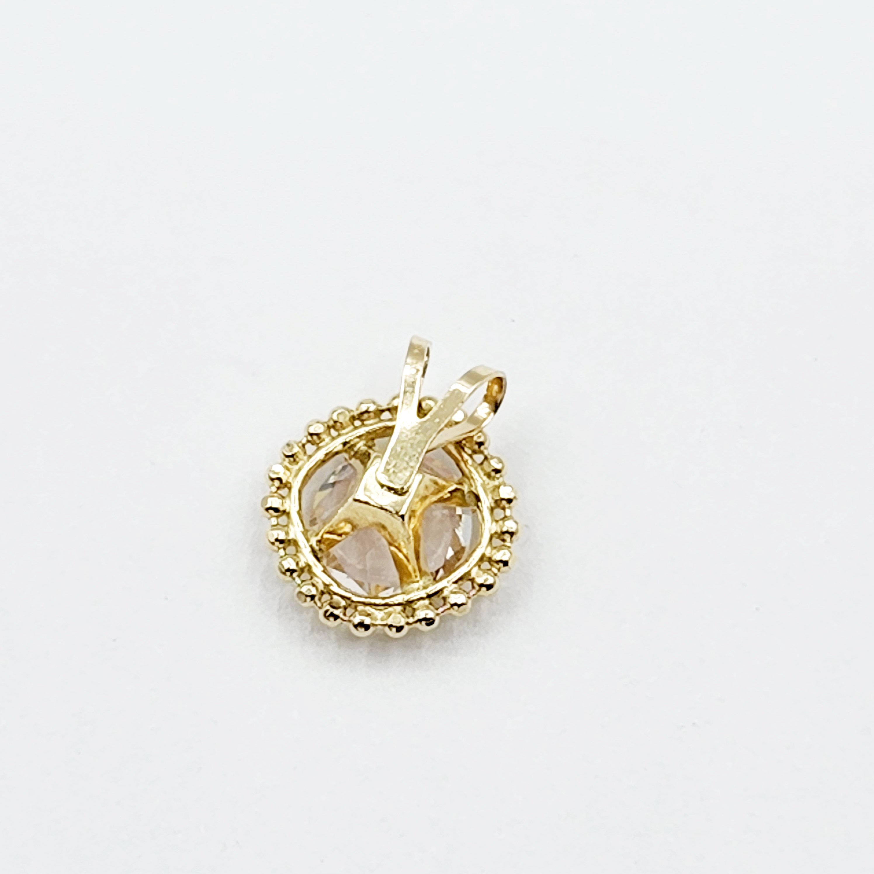 Gold White Topaz Pendant | 10K Yellow Gold Milgrain Genuine White Topaz 6x6mm Pendant | White Topaz Necklace for Women