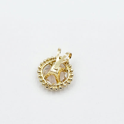 Gold White Topaz Pendant | 10K Yellow Gold Milgrain Genuine White Topaz 6x6mm Pendant | White Topaz Necklace for Women