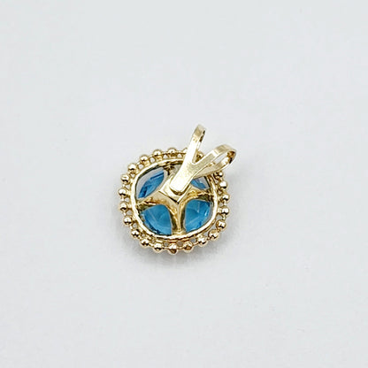 Gold Blue Topaz Pendant | 10K Yellow Gold Milgrain Genuine Blue Topaz 6x6mm Pendant | Blue Topaz Necklace for Women