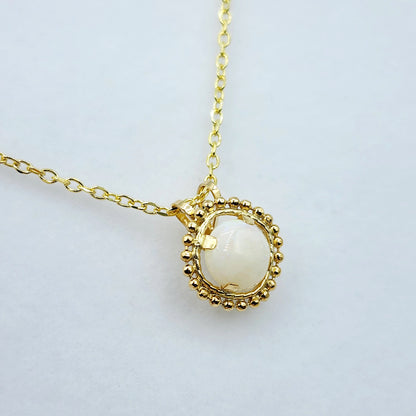 Gold Opal Pendant | 10K Yellow Gold Milgrain Genuine Opal 6x6mm Pendant | Opal Necklace for Women