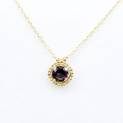 Gold Mystic Topaz Pendant | 10K Yellow Gold Milgrain Genuine Mystic Topaz 6x6mm Pendant | Mystic Topaz Necklace for Women